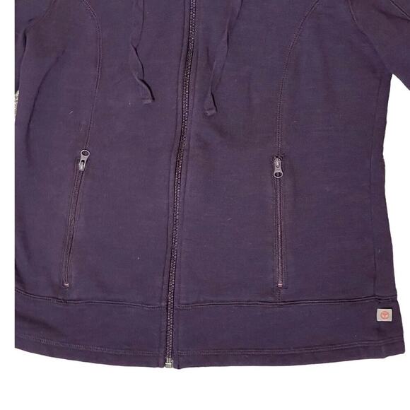 Talbots Women's Full Zip Sweatshirt Hooded Dark Purple Cotton Blend Small Cozy - Picture 3 of 6